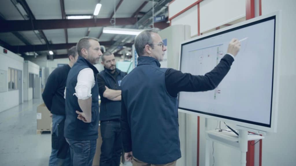 écrans collaboratifs dans l'atelier