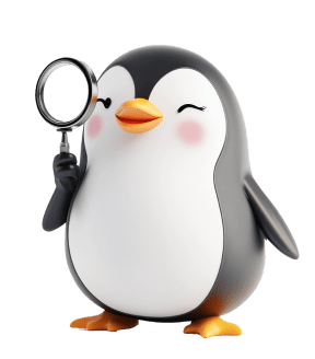 Pingouin loupe Illustration représentant un pingouin tenant une loupe
