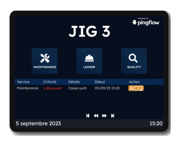 Qu’est-ce que l’Andon ? Principe, fonctionnement, et bénéfices 3 tablette pour codifier les appels et saisir des informations