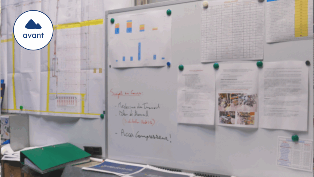 Ciuch digitalise (et optimise) le suivi de sa production grâce au management visuel digital 2 tableau Velléda ciuch avant digitalisation