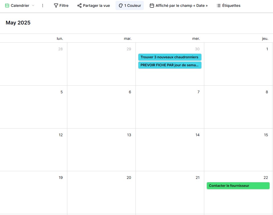 Table : La révolution collaborative au service de vos données connectées à Pingview 6 exemple de vue calendrier table (baserow)