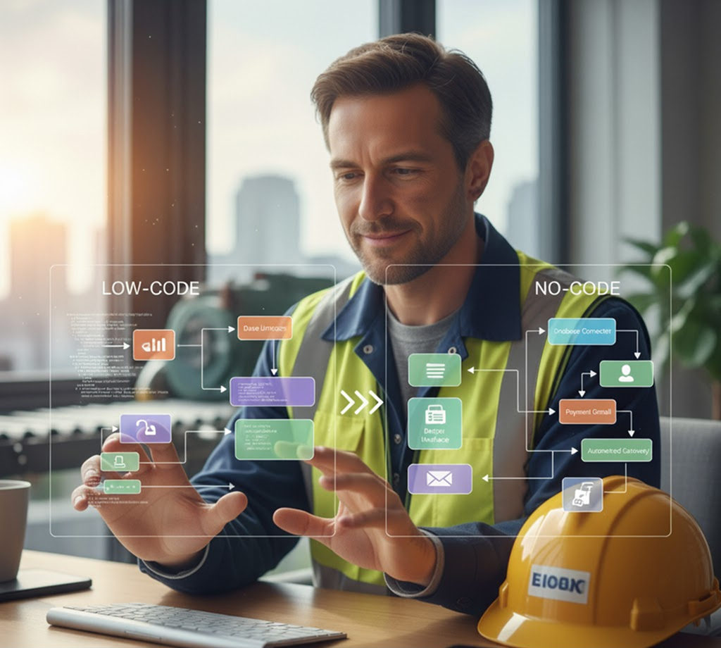personne qui va faire du low code no code en industrie avec pingflow