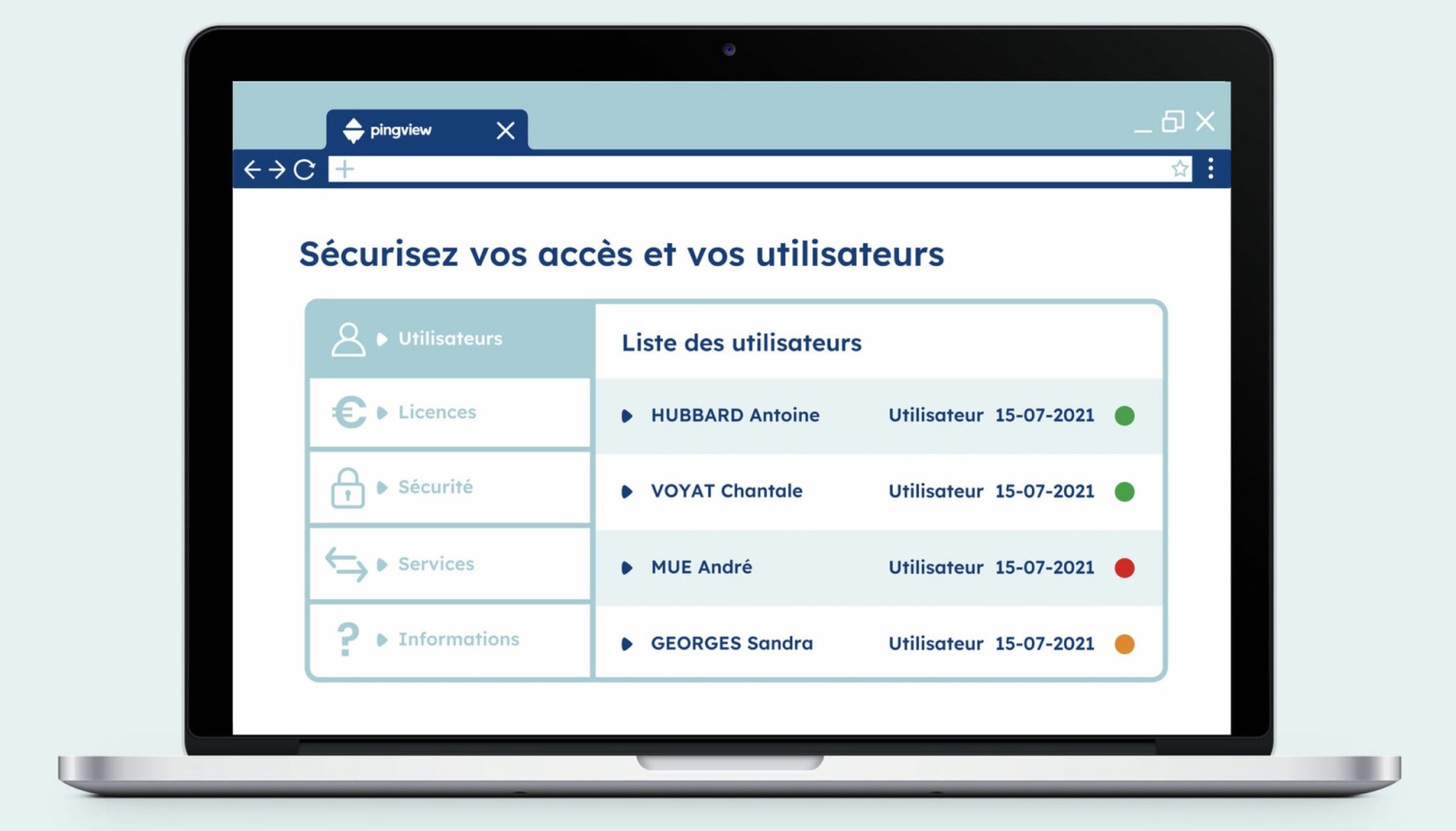 Communication HSE 5 mockup ordinateur qui montre les options de sécurité