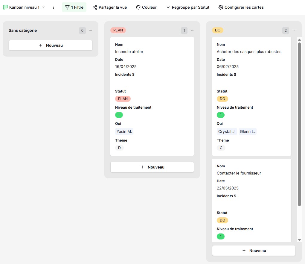 Table : La révolution collaborative au service de vos données connectées à Pingview 4 exemple de vue kanban table (baserow)