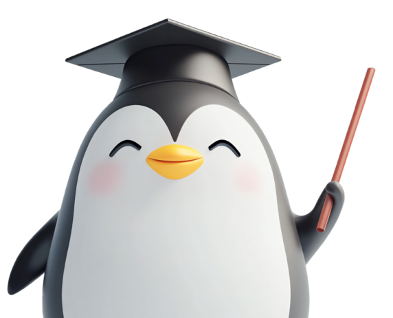 La méthode Hoshin Kanri : guide complet + exemple de matrice Hoshin 2 Illustration représentant un pingouin avec un chapeau d'universitaire tenant une baguette
