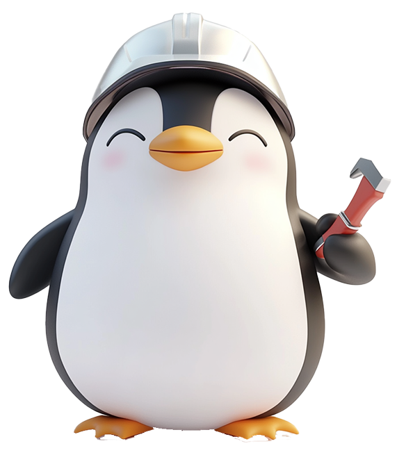 Illustration d'un pingouin tenant un outil