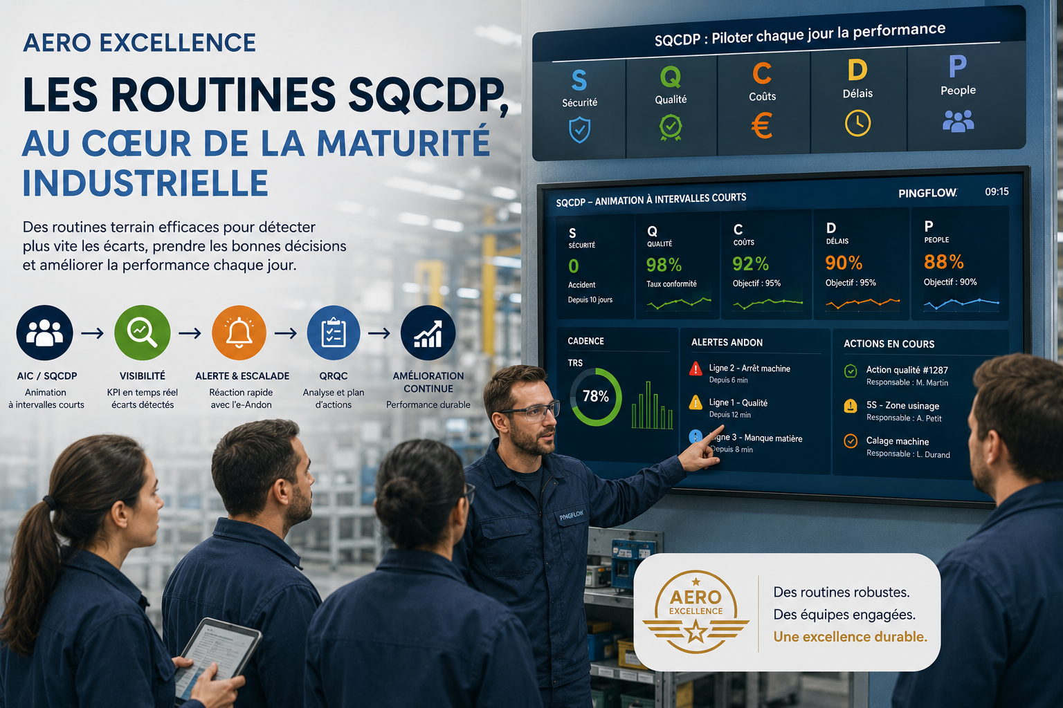 Images illustrant le lien entre SQCDP et Aero Excellence
